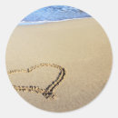 Search for heart in sand stickers Ocean