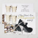 Search for black and gold masquerade party invitations White
