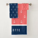Search for navy blue and coral bathroom accessories Nautical