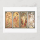 Recherche de saison 4 cartes postales Mucha