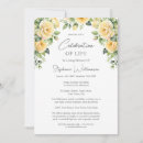 Search for yellow roses funeral invitations In loving memory
