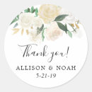 Search for white rose wedding stickers Thank you