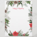 Search for christmas border stationery paper Poinsettia