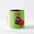 Recherche de petit oiseau rouge tasses Coeur