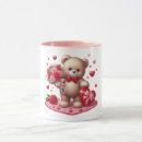 Search for heart teddy bear mugs Valentines