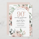 Search for rose gold 90th birthday invitations White