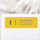 Search for blue and yellow return address labels Typography