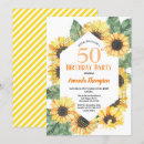 Search for sunflower 50th birthday invitations Watercolor