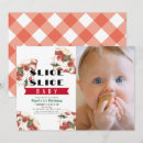 Search for pizza 1st birthday invitations Red