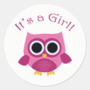 Search for pink owl baby shower stickers Woodland