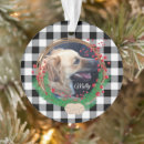 Search for dog photo ornaments Buffalo plaid