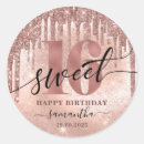 Search for sweet 16 rose gold stickers 16th