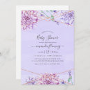 Search for lavender and gold baby shower invitations Floral
