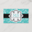 Recherche de motif paisley cartes visite Turquoise