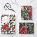Search for holly berry wrapping paper Poinsettia