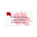 Search for red hibiscus return address labels Tropical