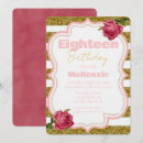 Search for pink flowers 18th birthday invitations Rose