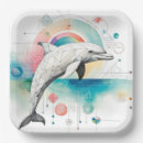 Search for dolphins paper plates Watercolor