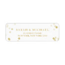 Search for gold return address labels weddings White and gold
