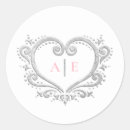 Search for pink and silver wedding stickers Initials