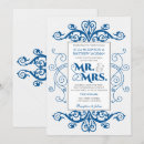 Search for vintage royal blue swirls invitations Elegant