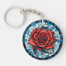 Search for red and white rose keychains For her