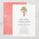 Search for peach first communion invitations Watercolor
