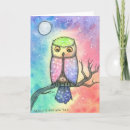Search for colourful owls cards Watercolor