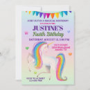 Search for rainbow colors birthday invitations Unicorn