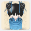 Recherche de geishas autocollants Poupée kokeshi
