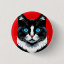Recherche de félin badges Chat noir et blanc
