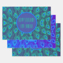 Search for peacock feathers wrapping paper Blue