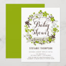 Search for floral wreath baby shower invitations Green