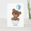 Search for bear first birthday cards Baby boy