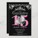 Search for pink black quinceanera invitations Princess