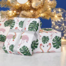 Search for pink flamingo christmas wrapping paper Green