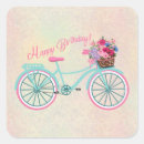 Search for bicycle with flowers stickers Happy birthday