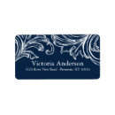 Search for navy blue damask return address labels Vintage