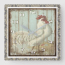 Search for wooden board clocks Country rooster