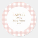 Search for pink gingham baby shower stickers Girl