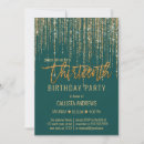 Search for emerald green and gold birthday invitations Typography