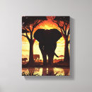 Search for african sunset canvas prints Elephant