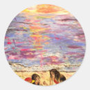 Search for footprints in the sand stickers Sunset