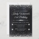 Search for black silver 21st birthday invitations Elegant