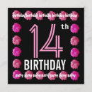 Search for girls pink 14th birthday invitations Flowers