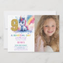 Search for unicorn 9th birthday invitations For kids