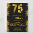 Recherche de 75 birthday invitations Noir et or