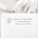Search for black and white address stickers Bride and groom initials