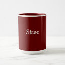 Search for maroon and white mugs Dark red