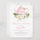 Search for tea party baby girl shower invitations Pink and gold